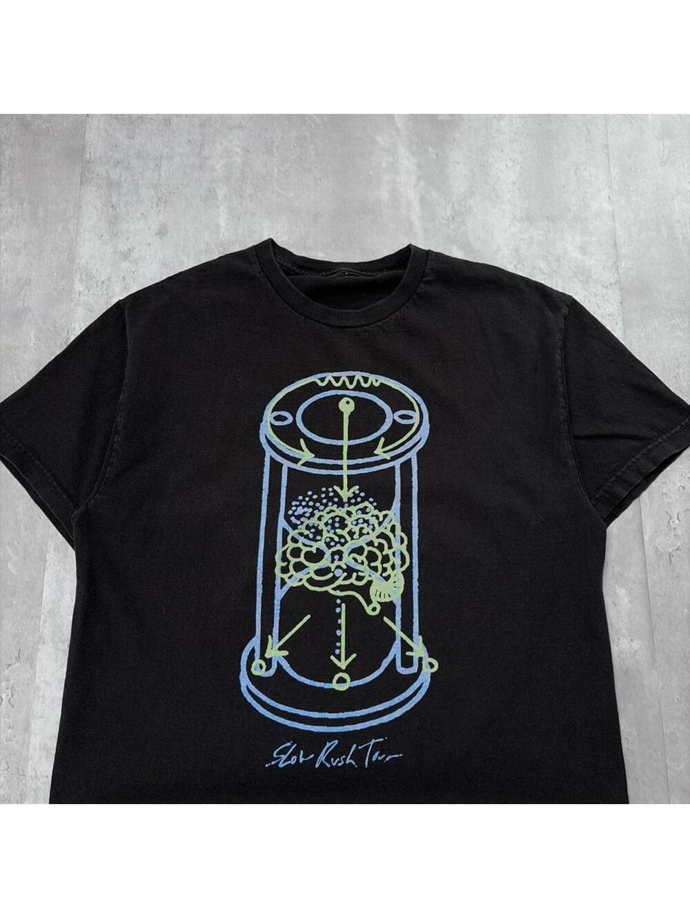 Y2K Black Tame Impala The Slow Rush Tour Hourglass Brain T-Shirt - Picture 3 of 6